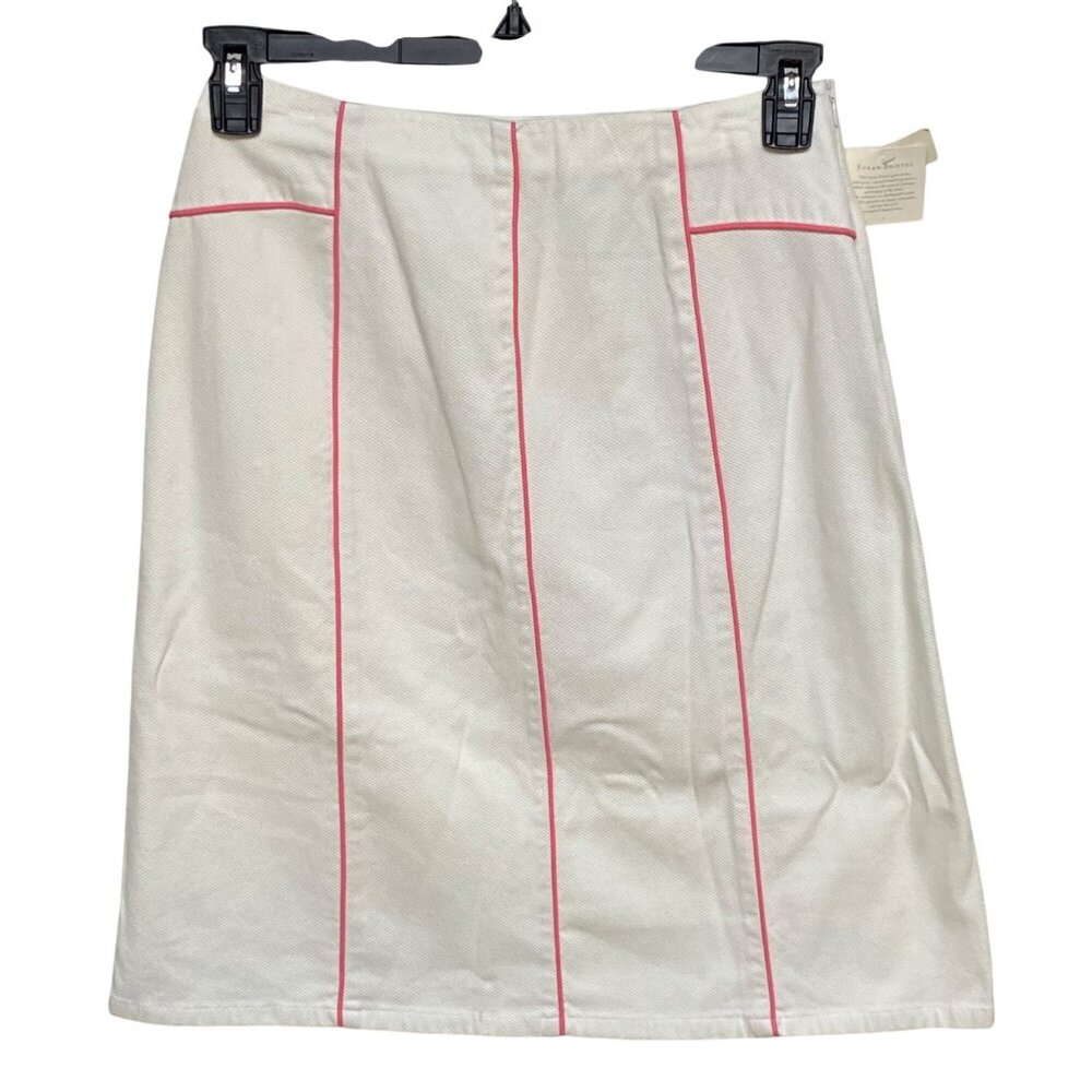 Susan Bristol Skirt Pink Piping‎ Detail Cotton Blend Womens Casual Wear 4 NWWT